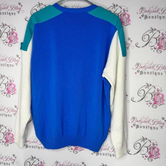 White ram 1988 olympics Blue and White Olympic Sweater snowflake embroidered - Picture 2 of 9